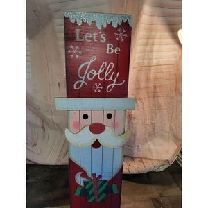 Let's be Jolly santa clause standing snowman sign decor xmas